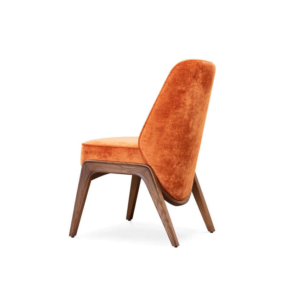 Chaise en tissu de velours orange — détail 5