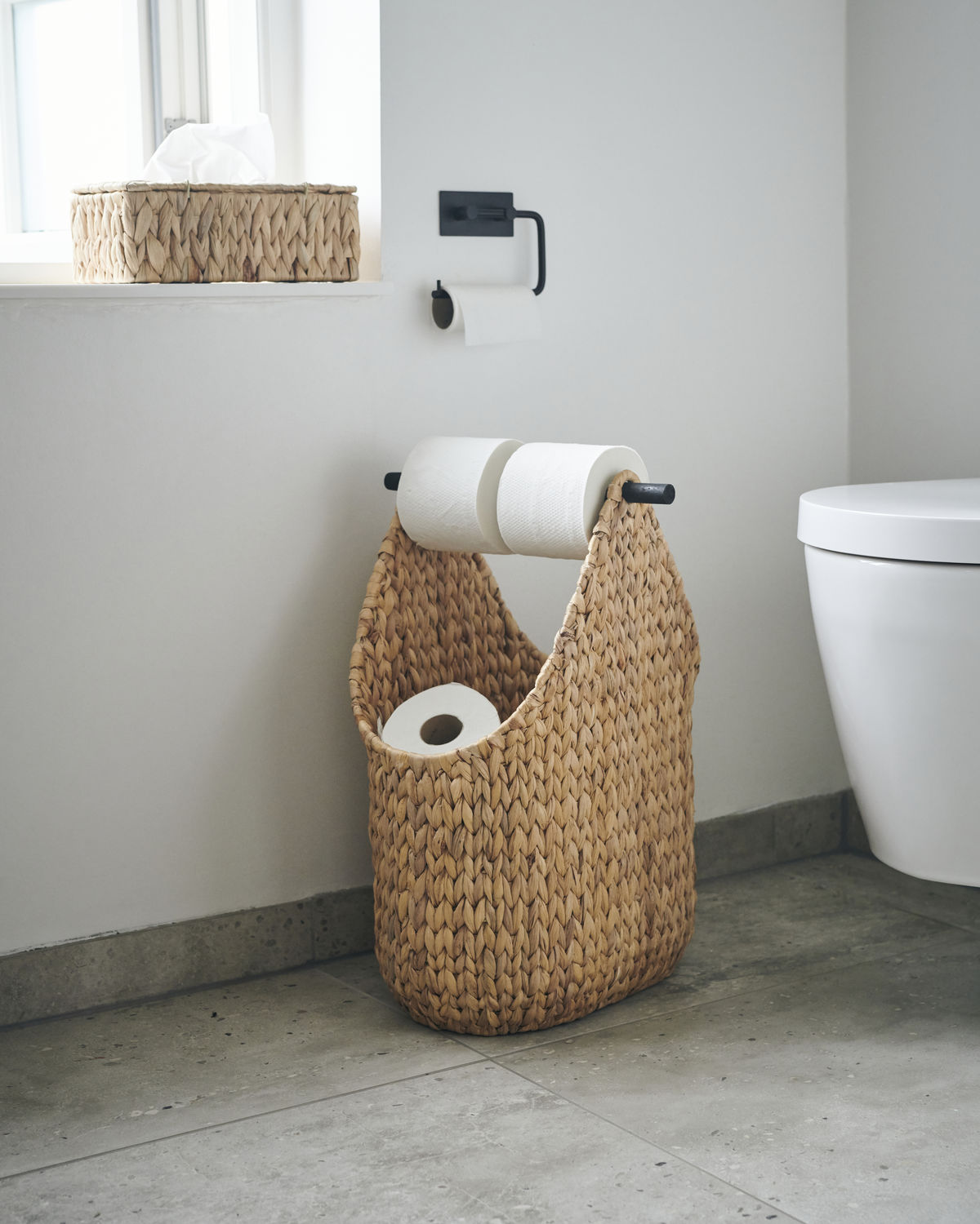 Porte papier toilette en jacinthe d'eau naturel
