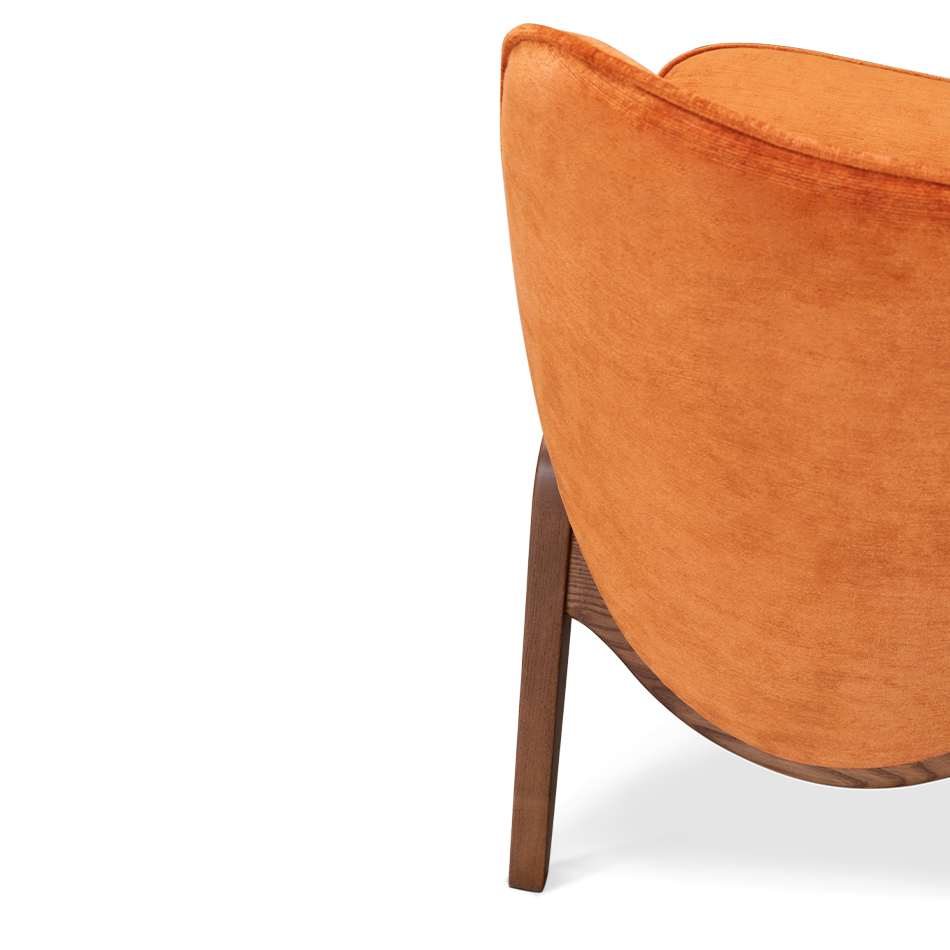 Chaise en tissu de velours orange — détail 3