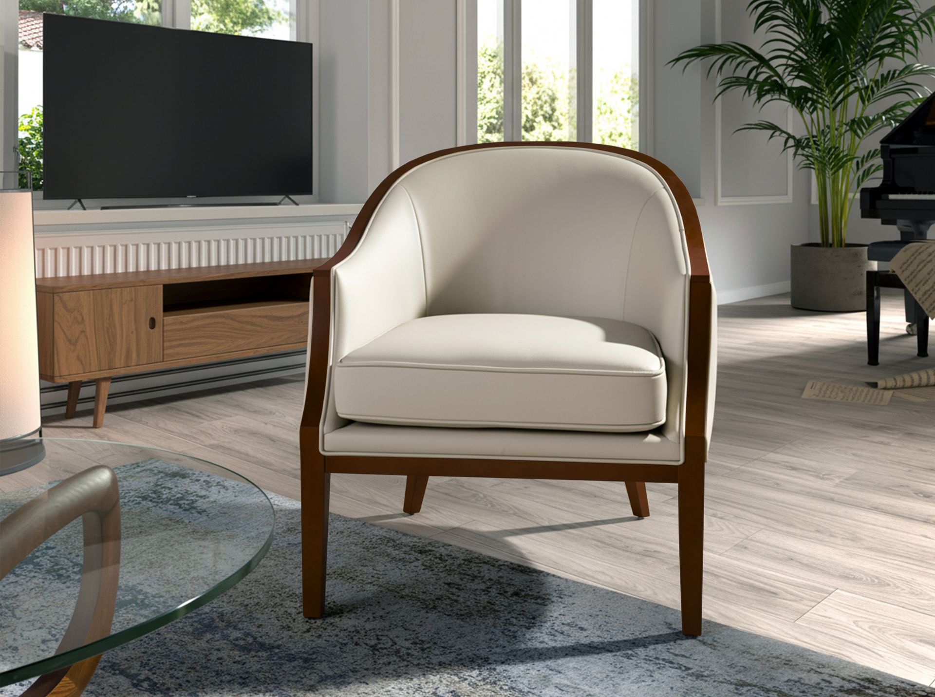 Fauteuil en cuir sable — détail 5