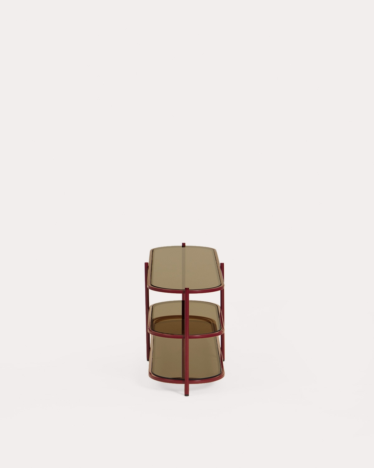 Étagère Yerry 50x150 cm en métal et verre - Rouge Tinto — détail 4