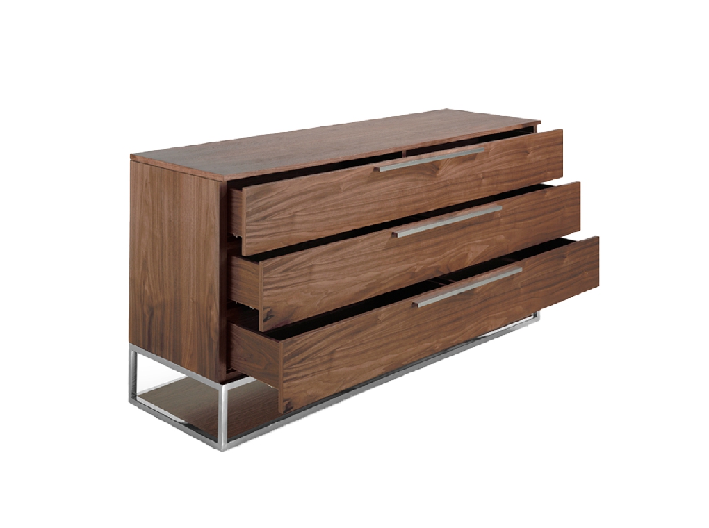 Commode en bois de noyer et acier chromé — détail 4