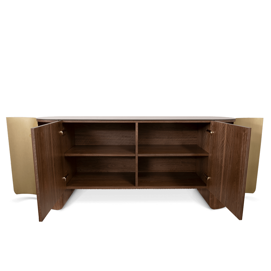 Buffet en noyer massif mat et laiton doré — détail 6
