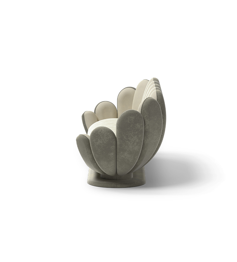 Canapé en forme de fleur de lotus marron/crème — détail 3