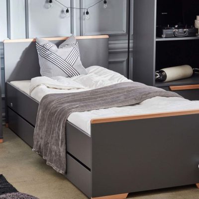 Lit enfant 200 x 90 sans tiroir gris foncé — détail 4
