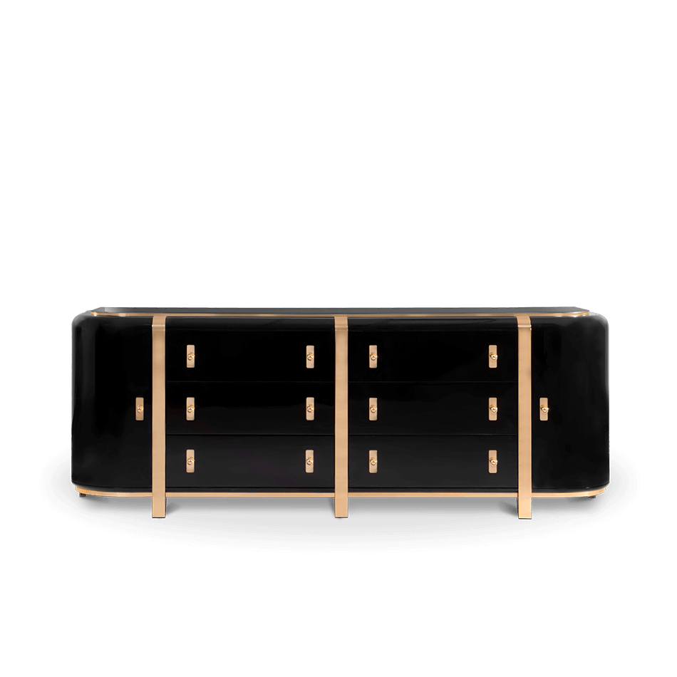 Buffet plaqué noyé noir brillant