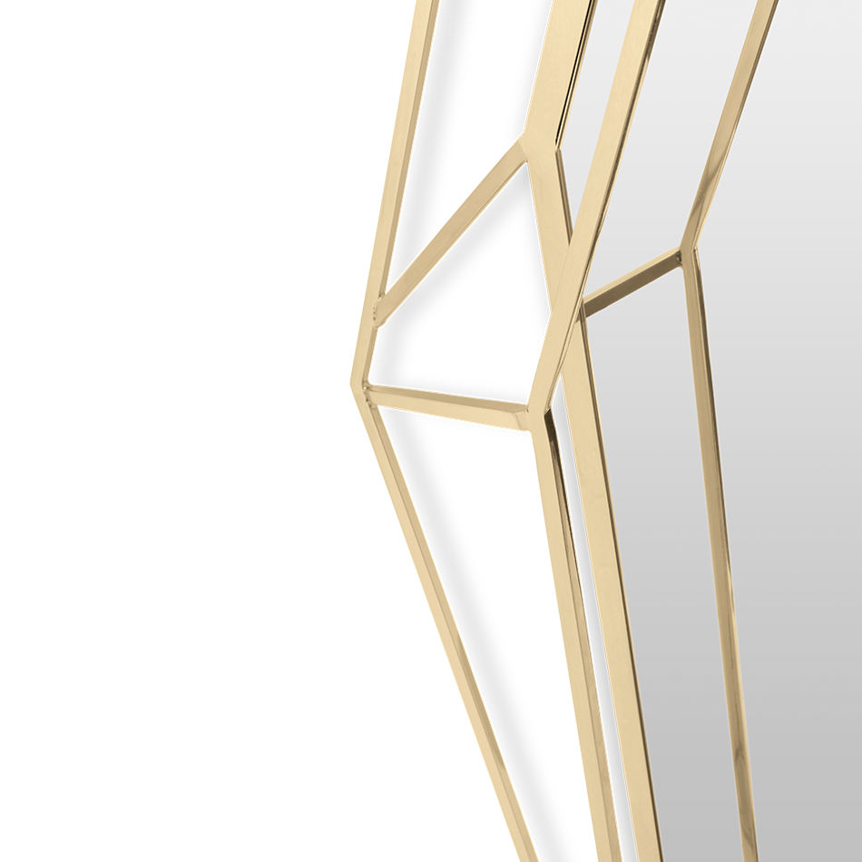 Miroir forme diamant en laiton doré — détail 5