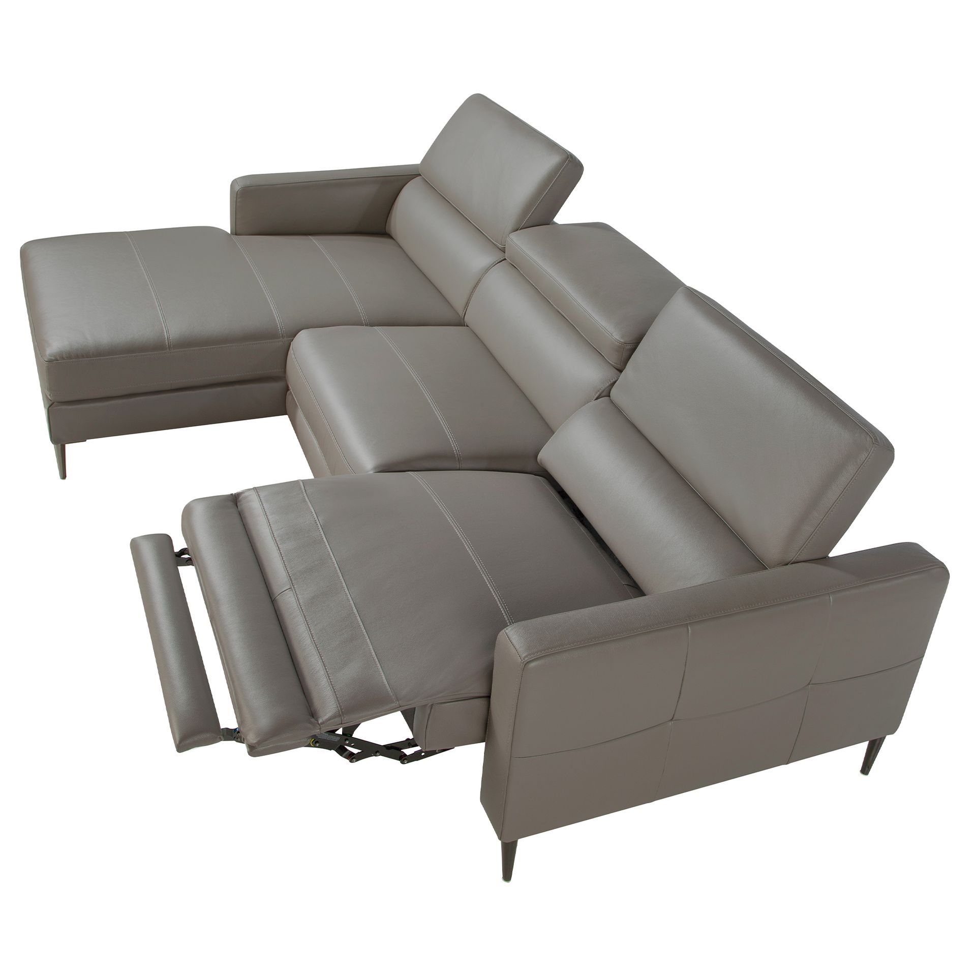 Canapé d'angle relax gauche en cuir gris foncé — détail 6