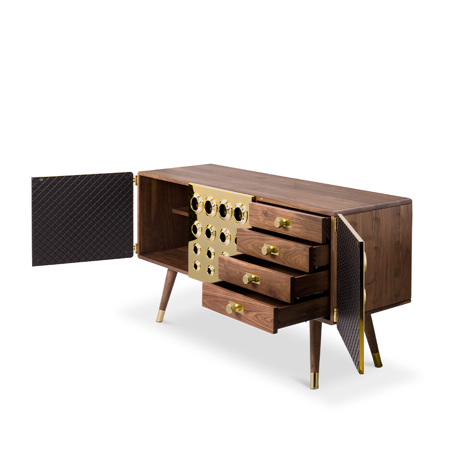 Buffet en bois massif et laiton plaqué or — détail 5