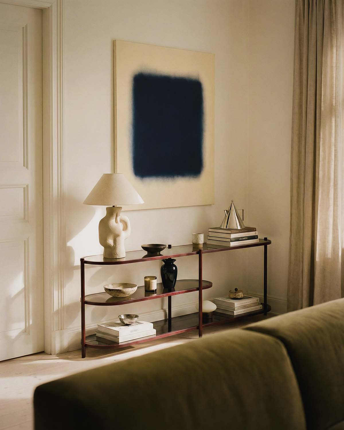 Étagère Yerry 50x150 cm en métal et verre — Rouge Tinto