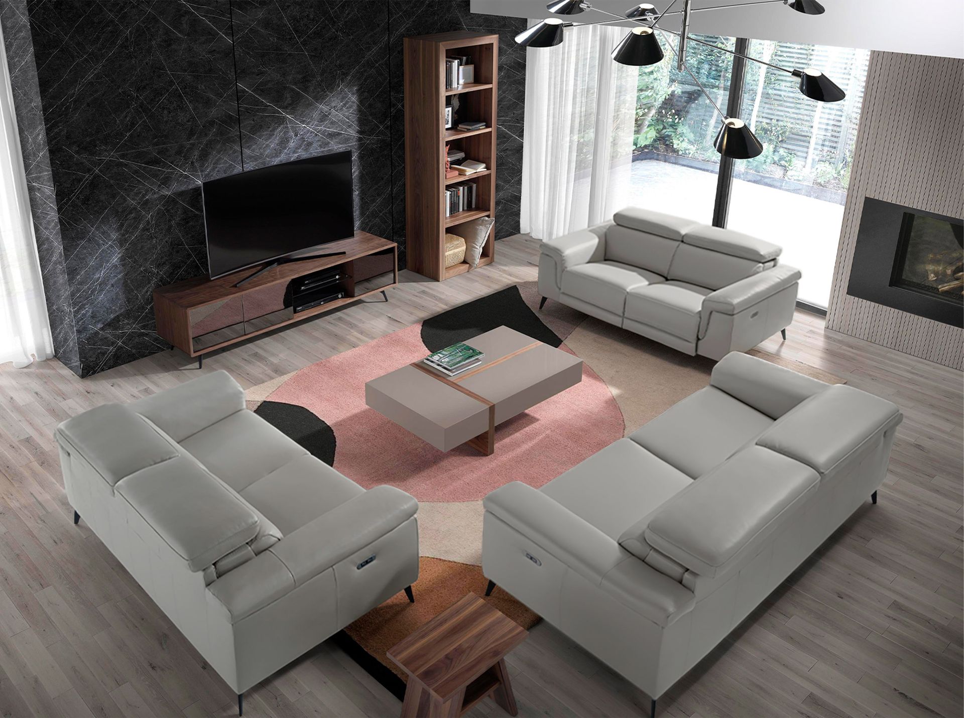 Canapé relax 2 places en cuir - Coloris au choix — détail 4