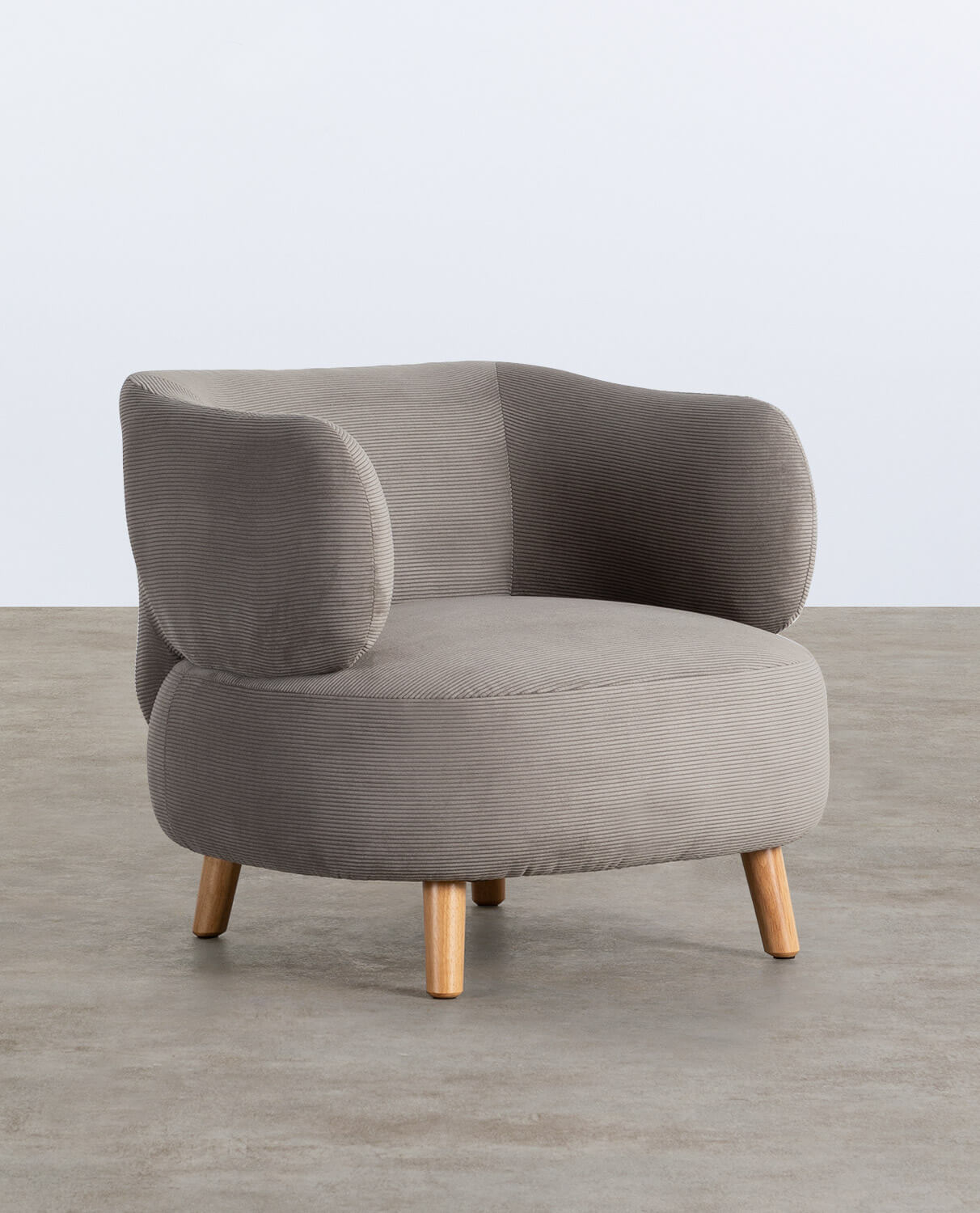 Fauteuil en velour côtelé et bois