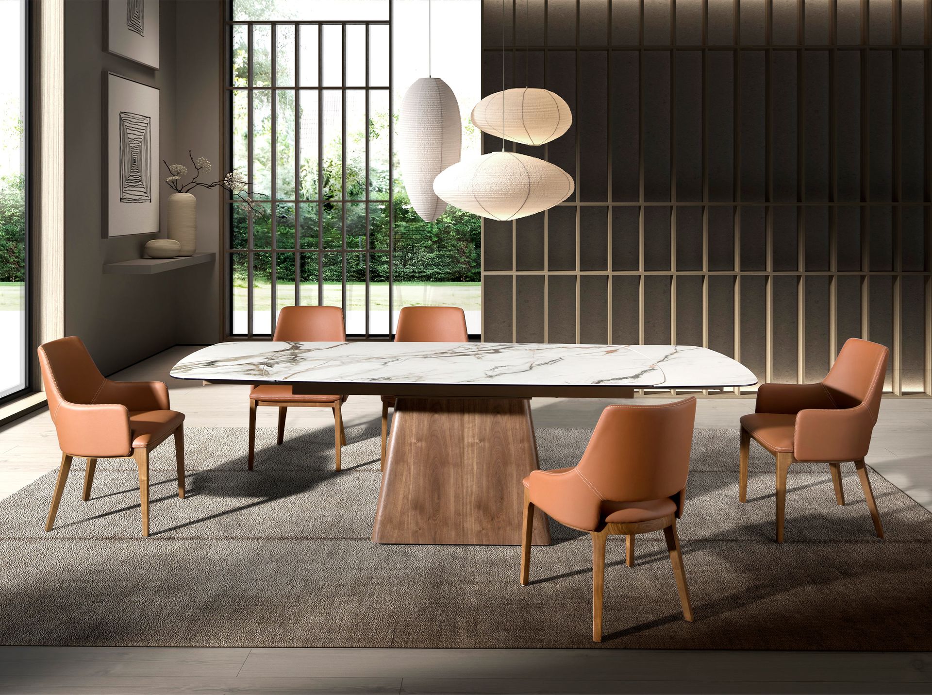 Chaise en similicuir marron — détail 4