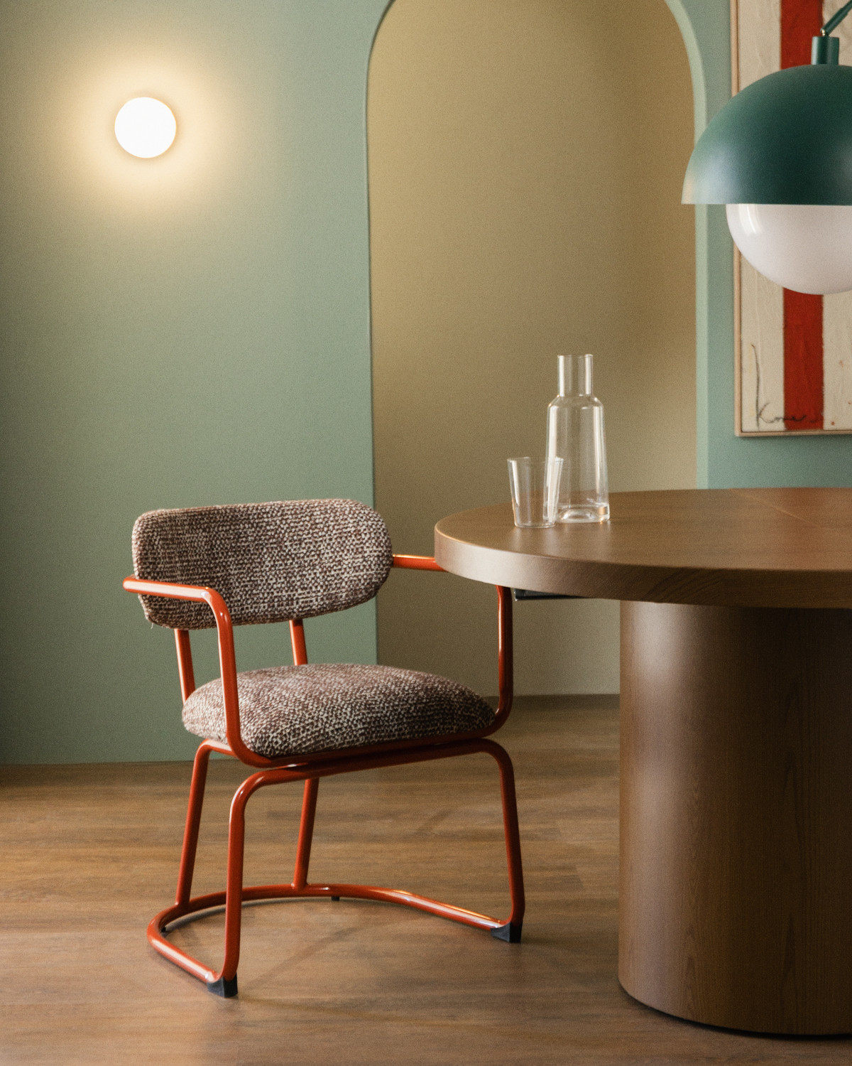 Chaise Yeray en métal et tissu — Rouge Brick