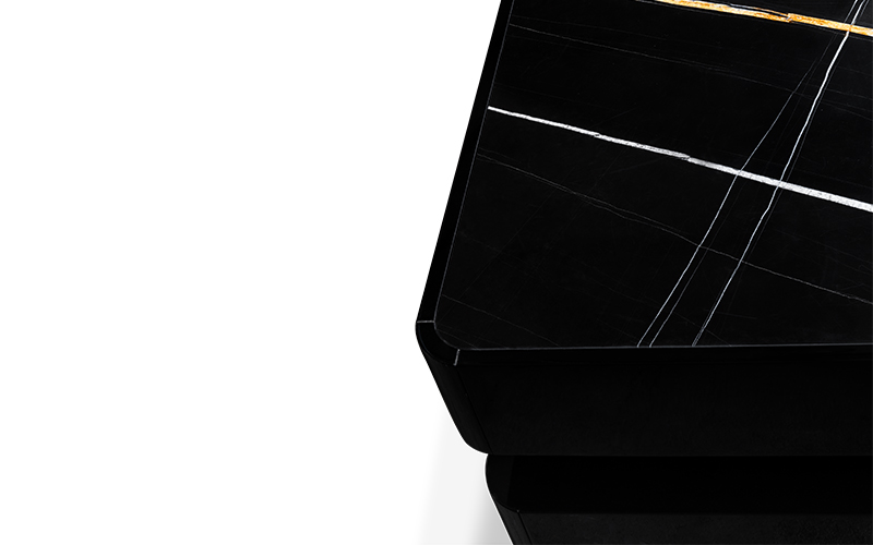 Bureau en laqué noir brillant plateau noir avec détails — détail 4