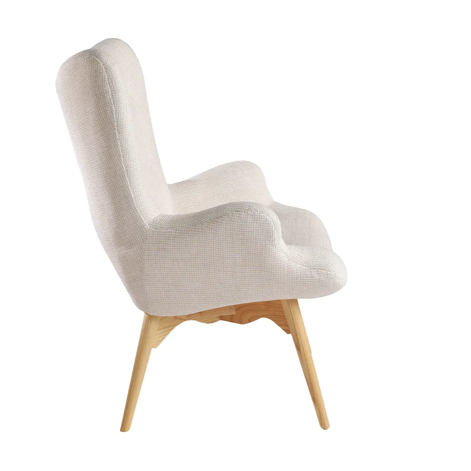 Fauteuil rembourré en tissu beige — détail 4