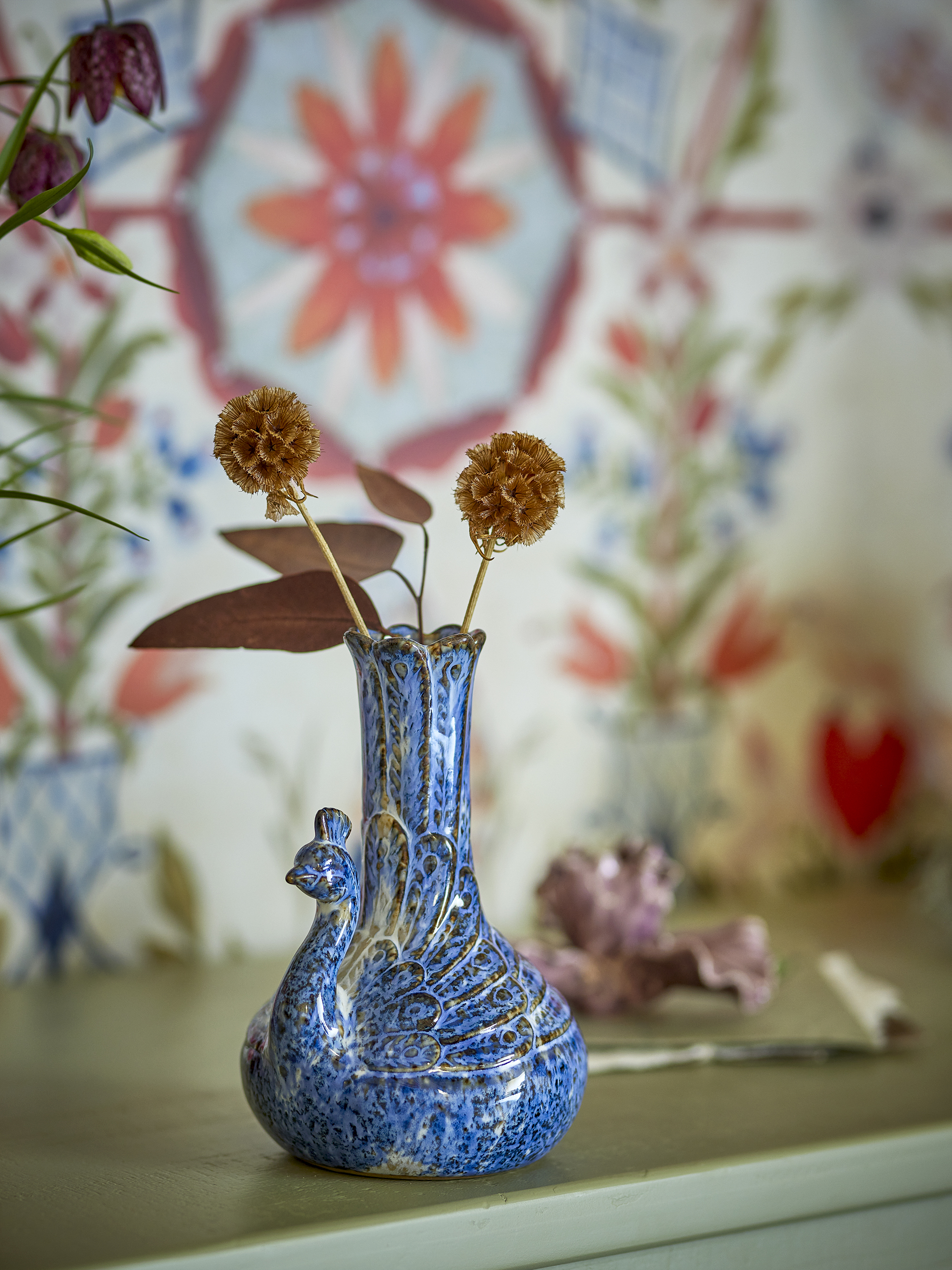 Vase Kali en grès - Coloris bleu