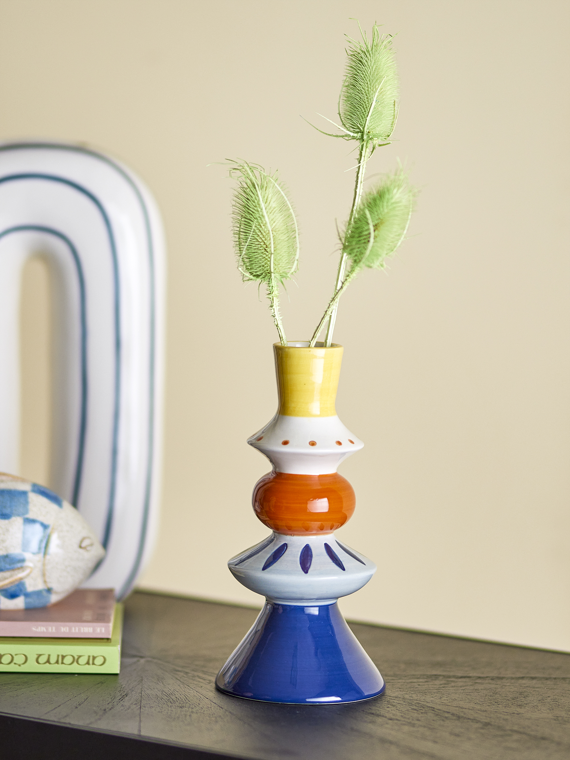 Vase déco Kairi en grès - Coloris multicolore