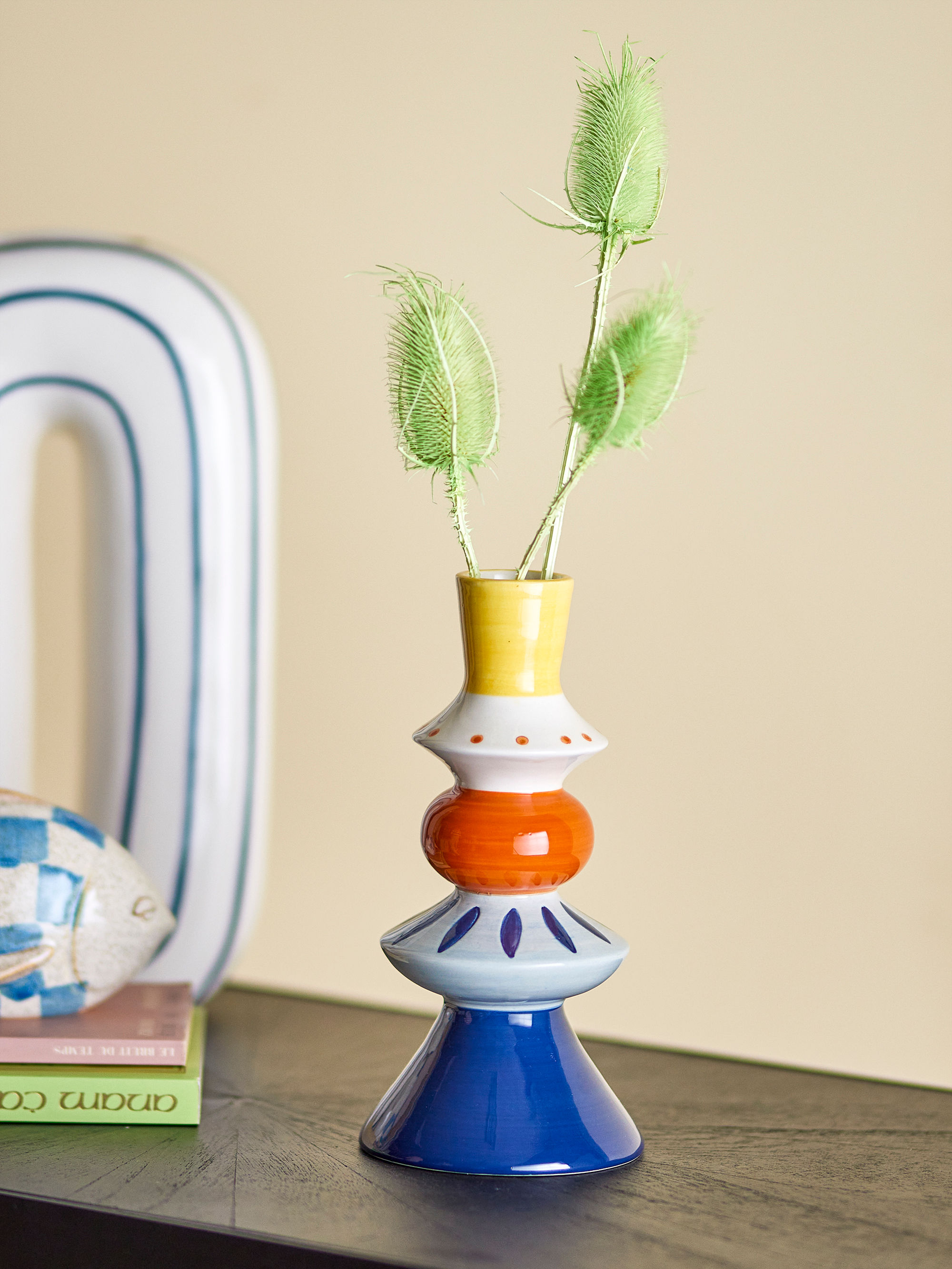 Vase déco Kairi en grès - Coloris multicolore