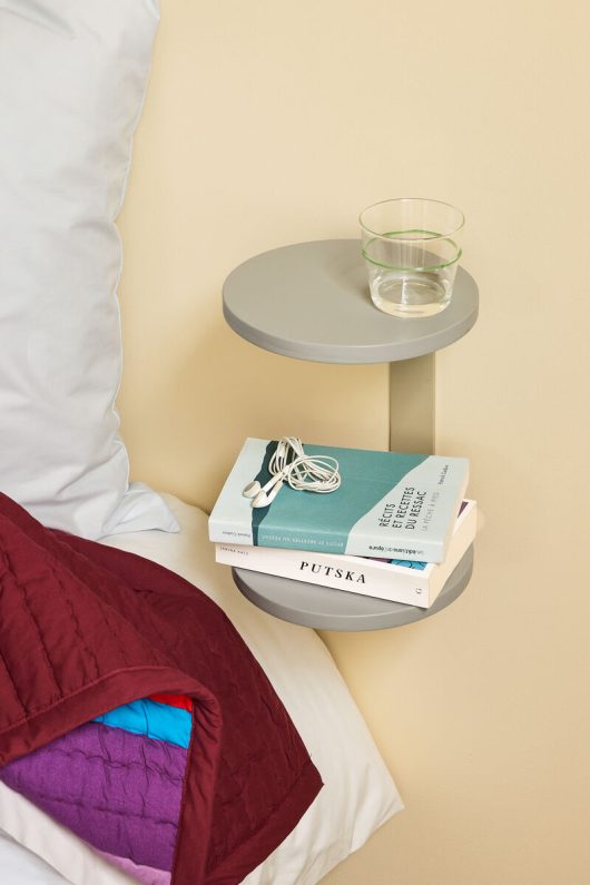 Table de chevet murale gris