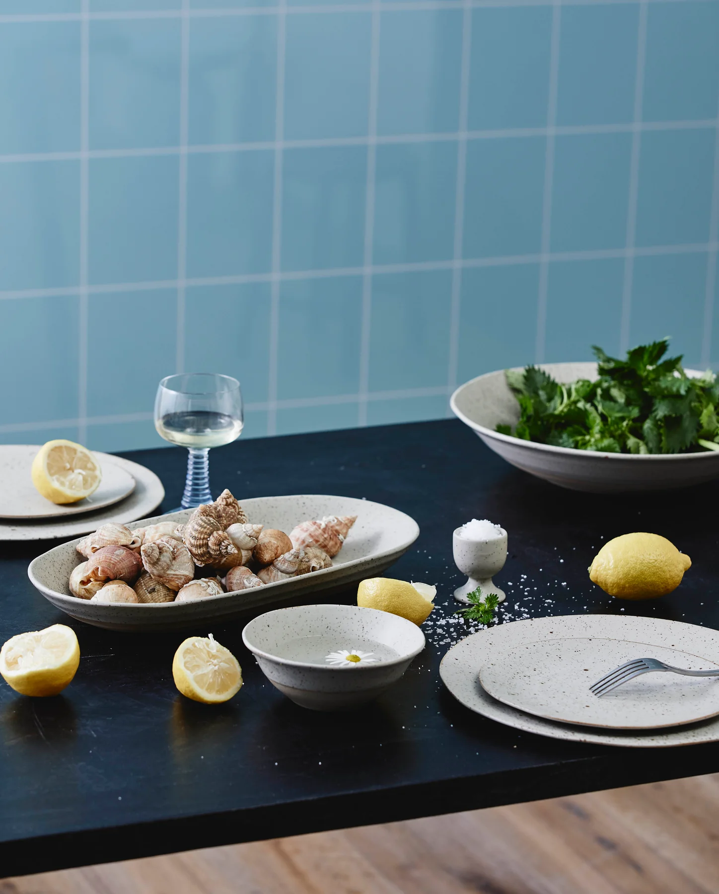 Saladier graineux en céramique beige