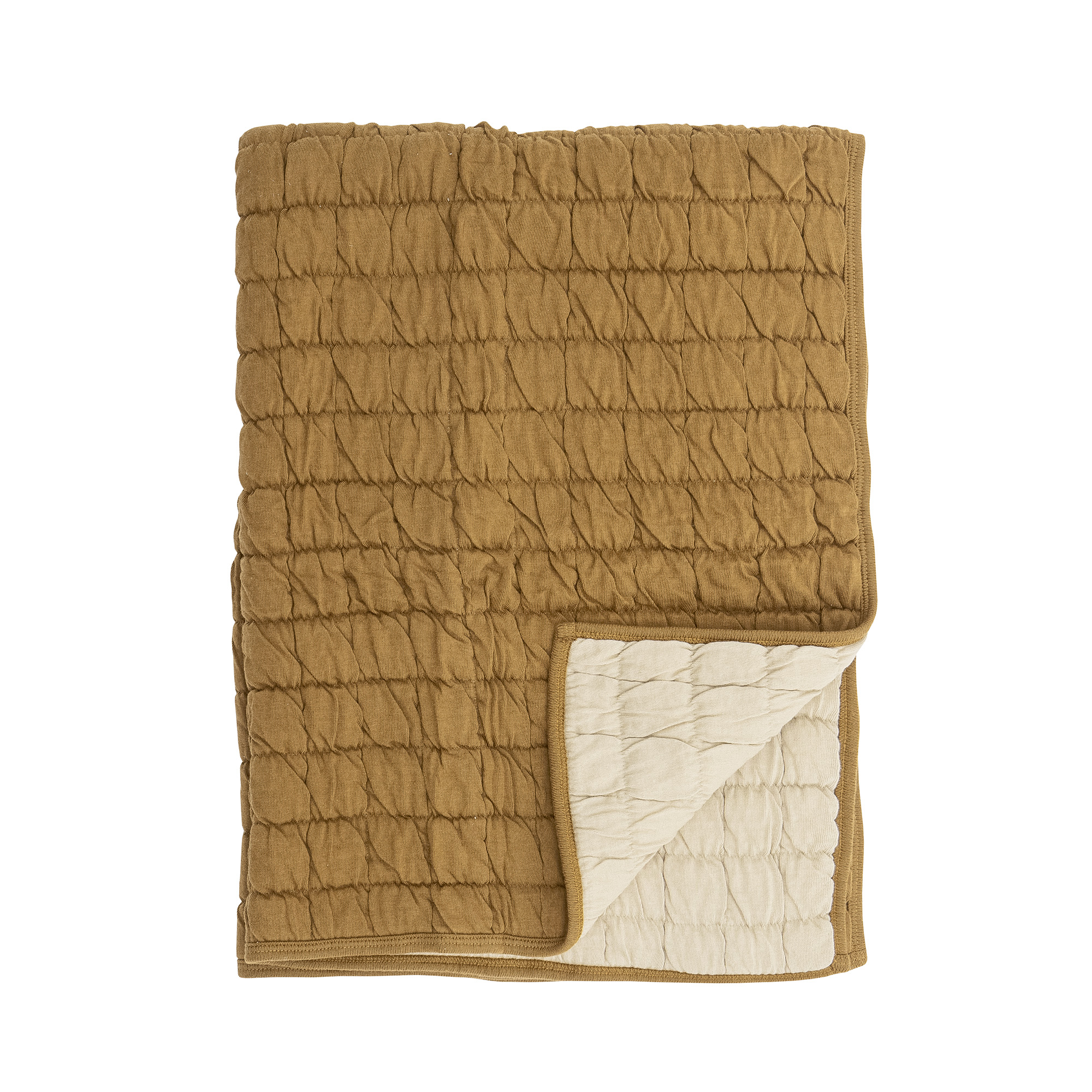 Couverture matelassée en coton marron — détail 4