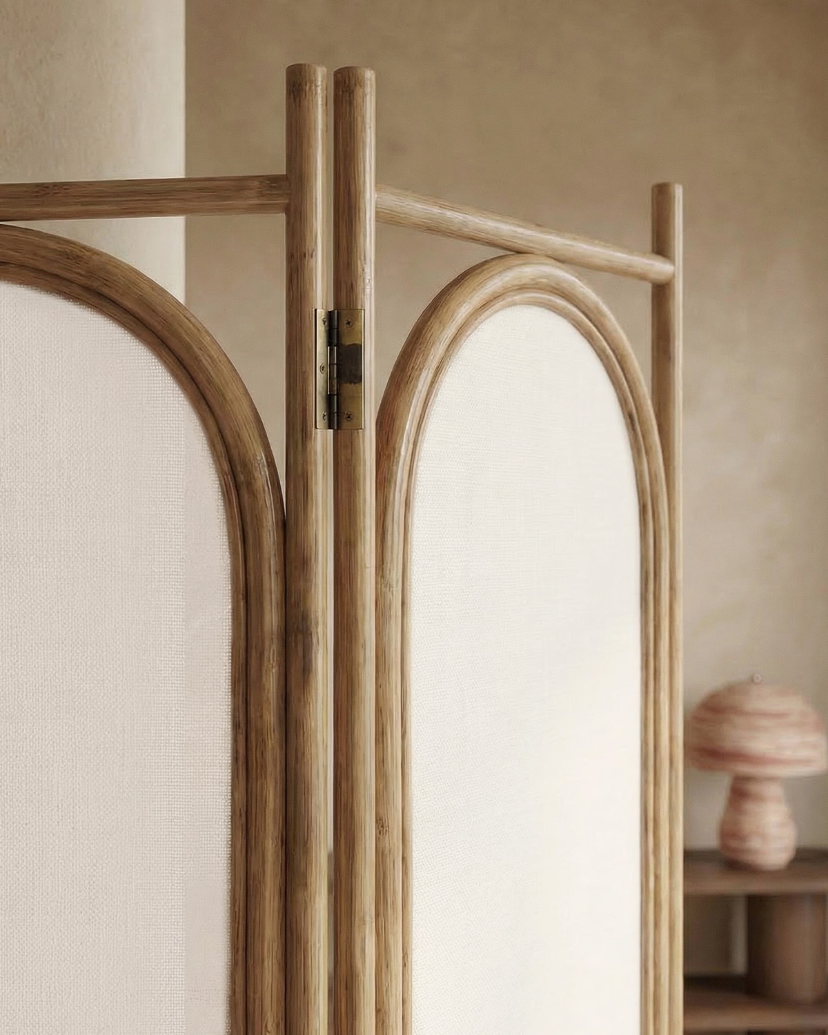 Paravent 195x145 cm en rotin naturel Narella — détail 3