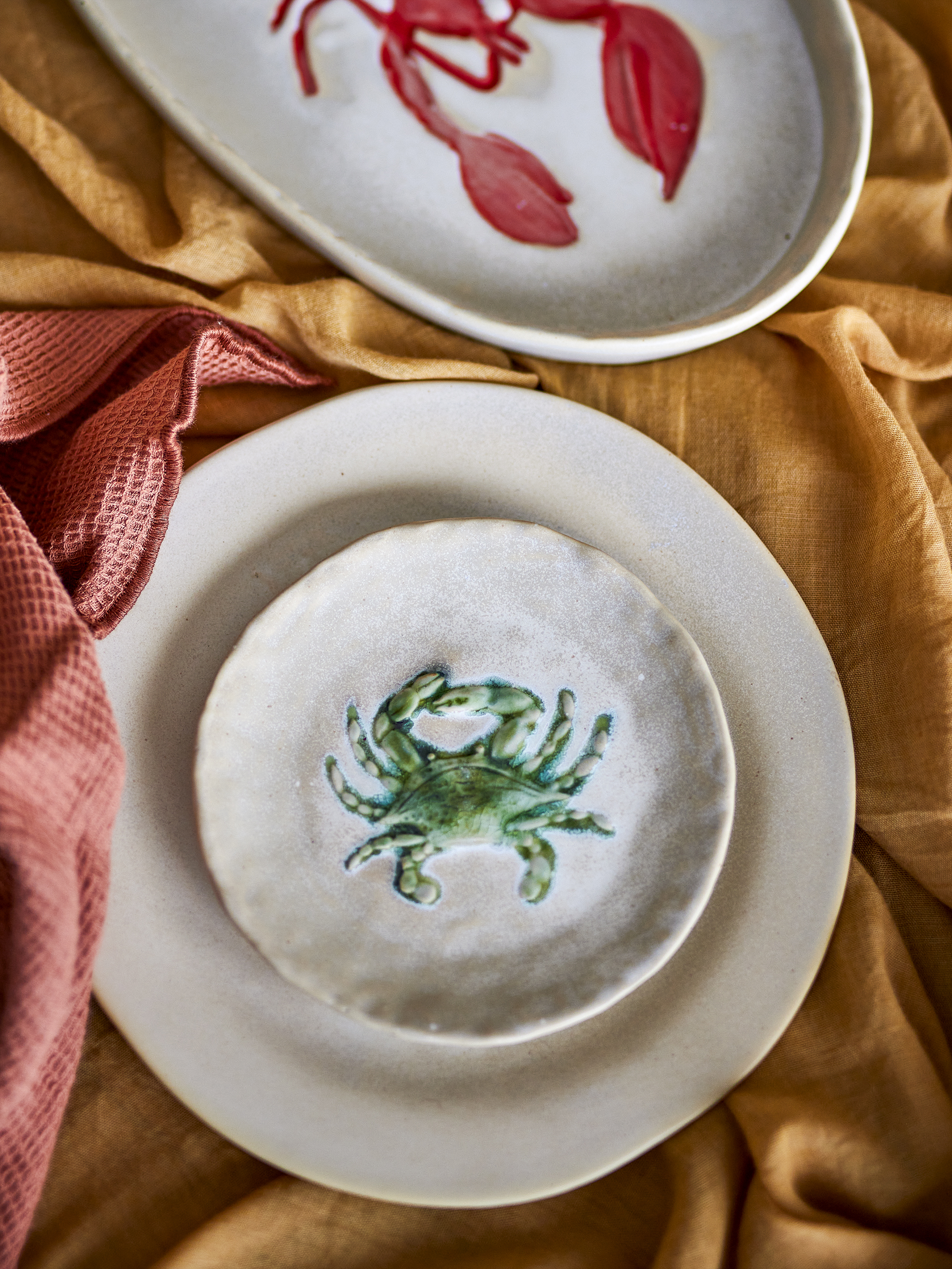 Lot de 4 assiettes Hadden en grès - Coloris vert