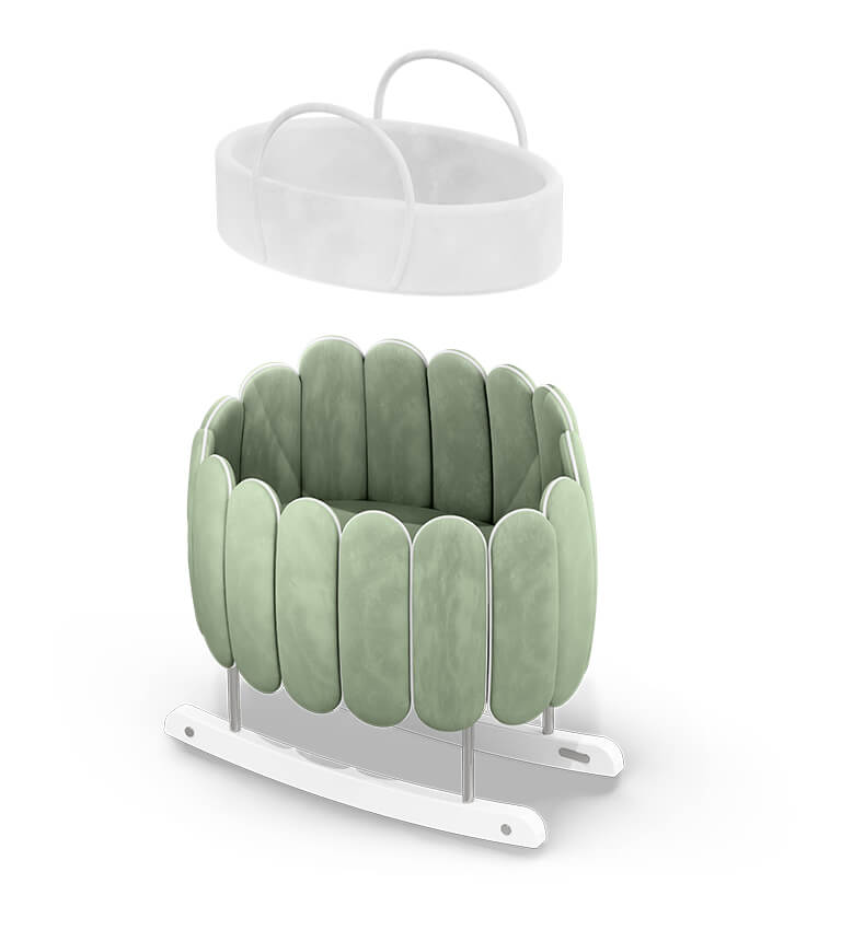 Lit rocking chair en forme de fleur de lotus vert — détail 3