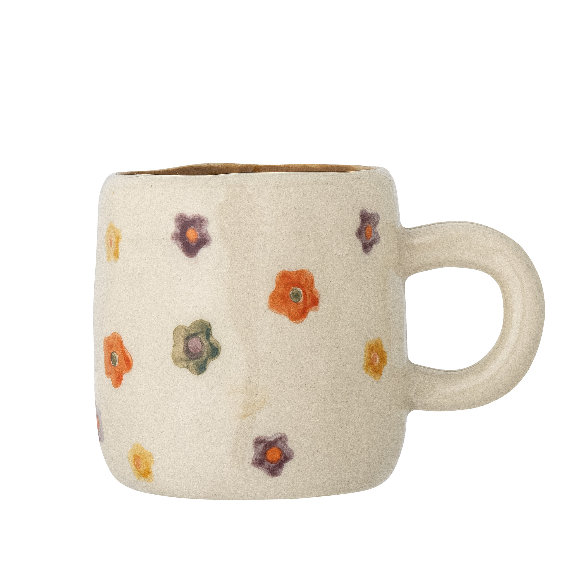 Tasse en grès blanche avec motifs fleur