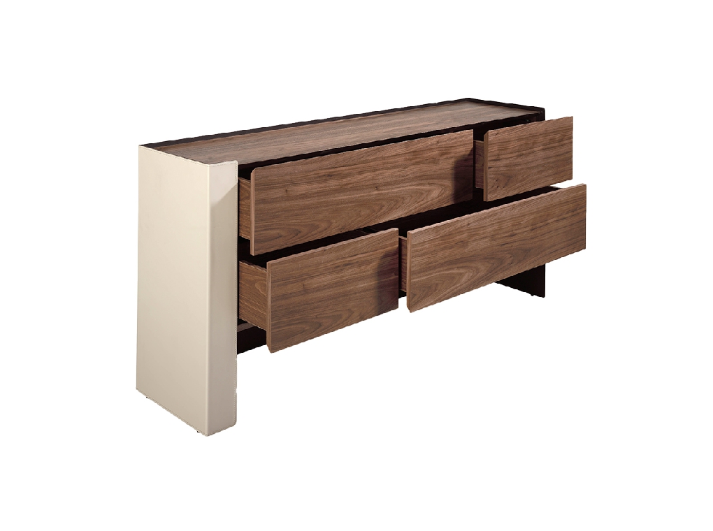 Commode en bois de noyer et cuir recyclé — détail 4