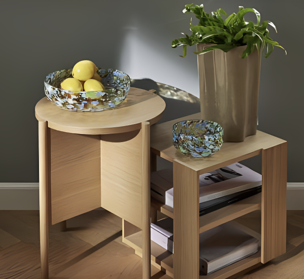 Table d’appoint plateau rond en bois de chêne