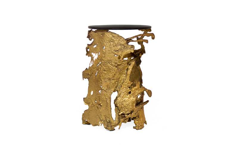 Table basse en bronze et laiton doré
