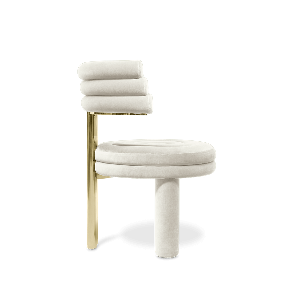 Chaise avec assise en velours blanc — détail 4