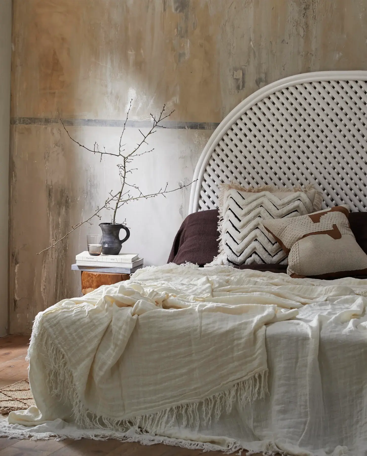 Housse de coussin à relief écru