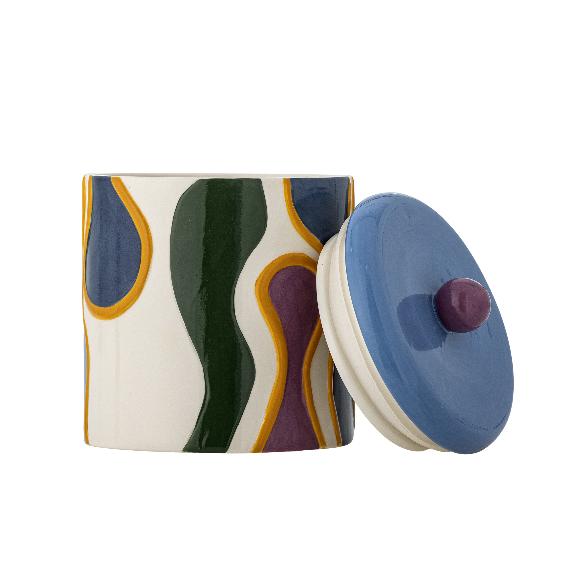 Cruche avec couvercle Salacia en grès - Coloris multicolore — détail 3