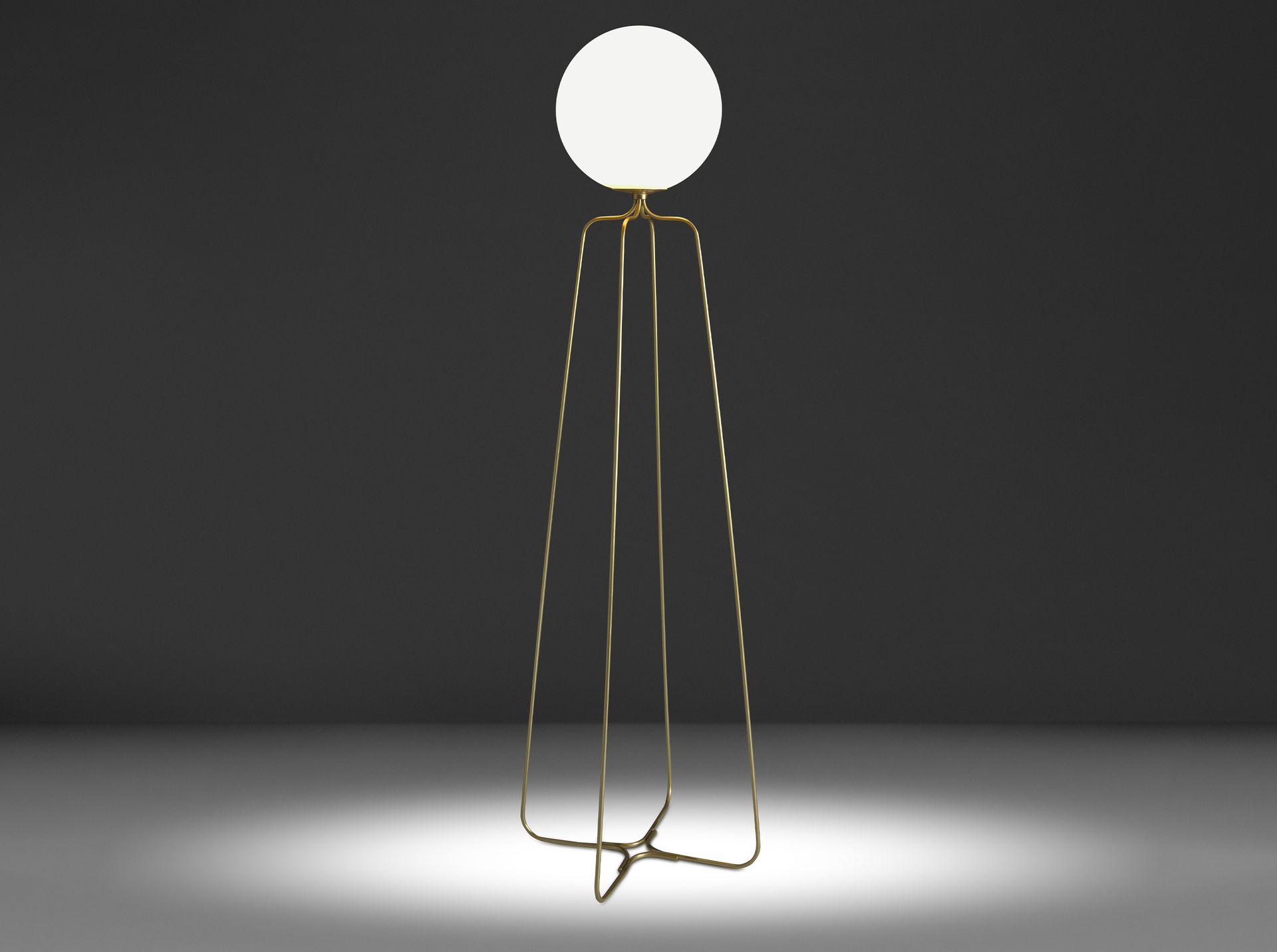 Lampadaire acier doré et verre blanc - Coloris blanc et or — détail 5