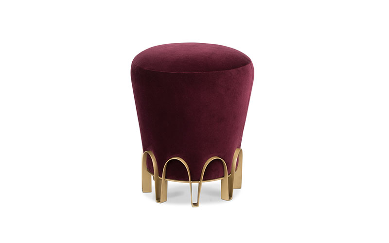 Tabouret rembourré en velours de coton