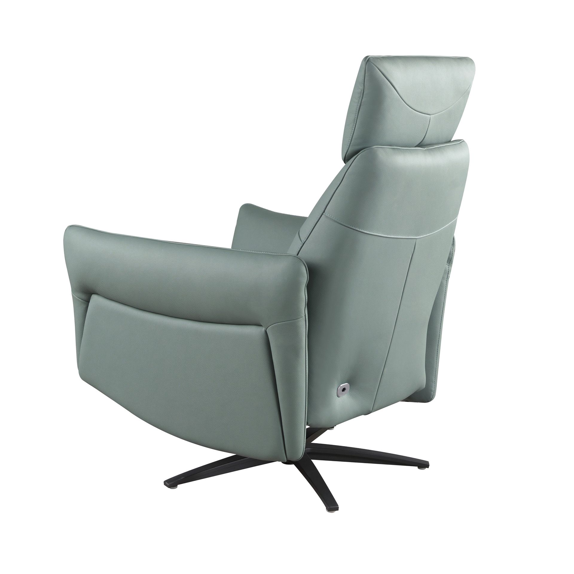 Fauteuil relax pivotant en cuir vert turquoise — détail 6
