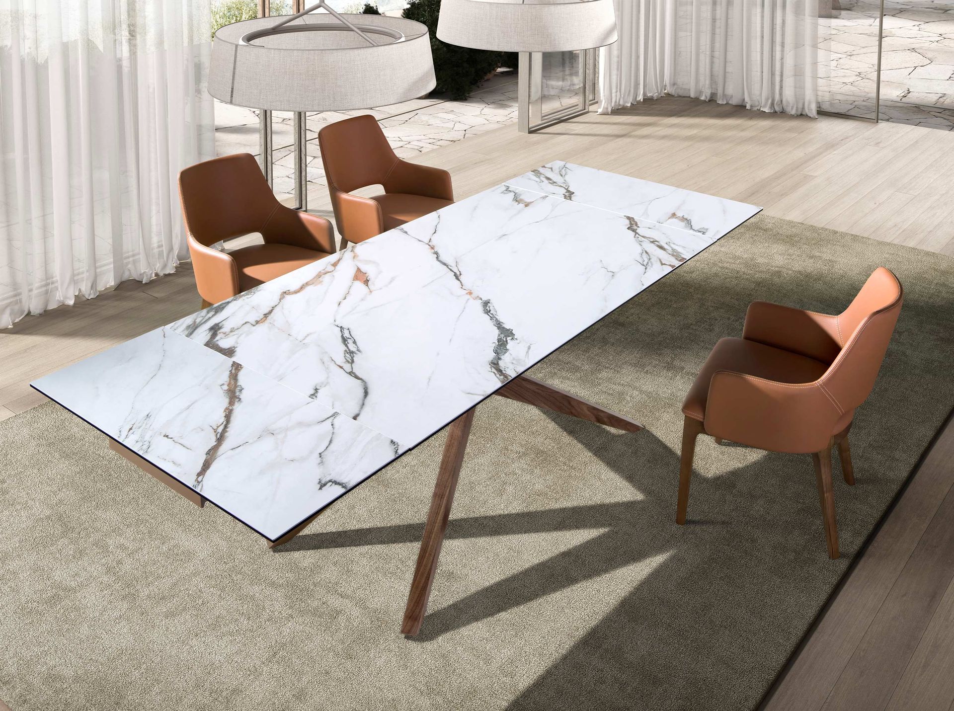 Chaise en similicuir marron — détail 6