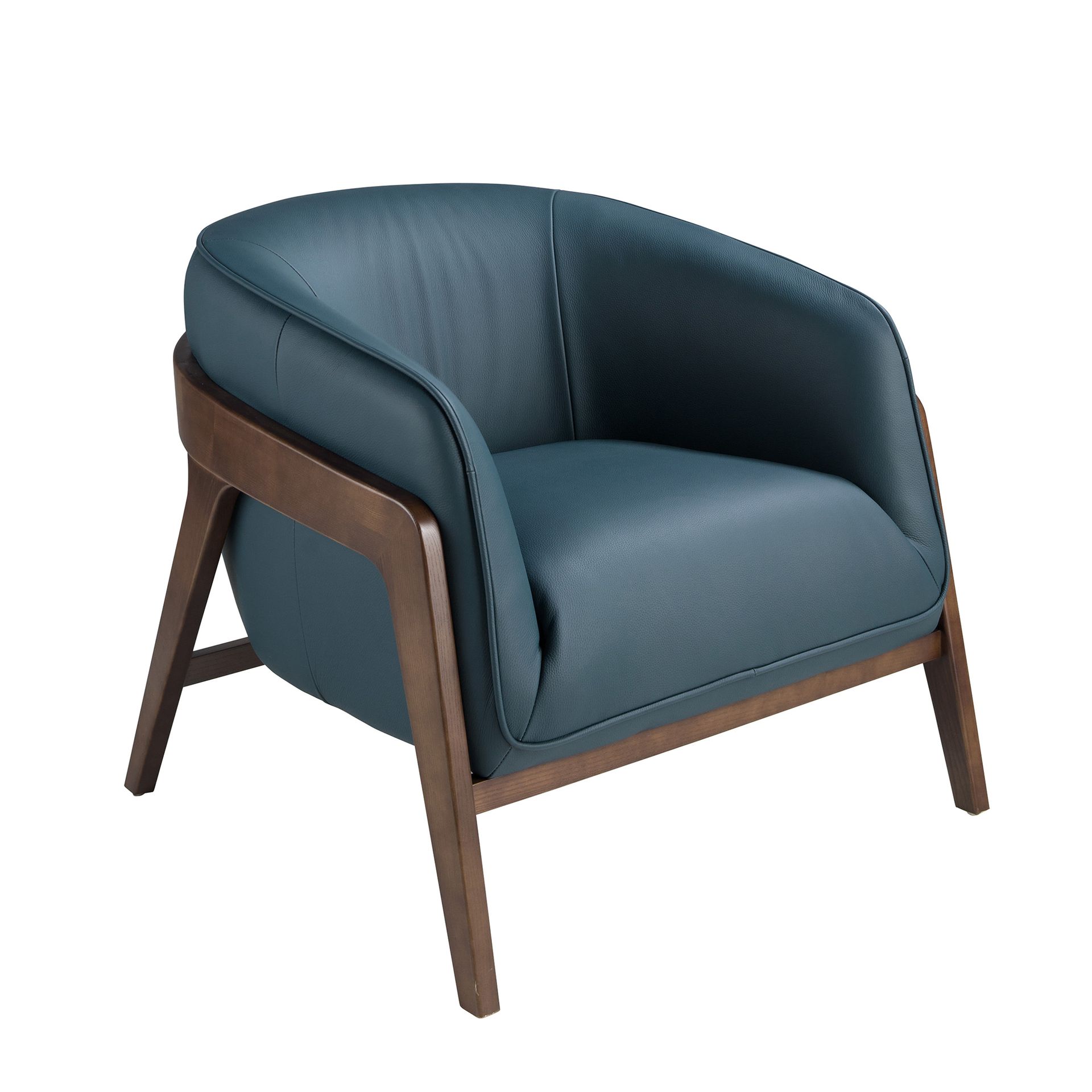 Fauteuil en cuir bleu pétrole