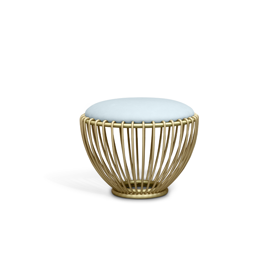 Tabouret en tissu de velour et laiton doré