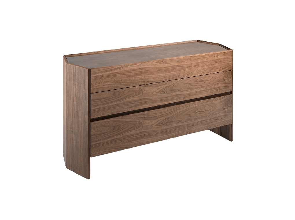 Commode hexagonale en bois de noyer et verre trempé — détail 3