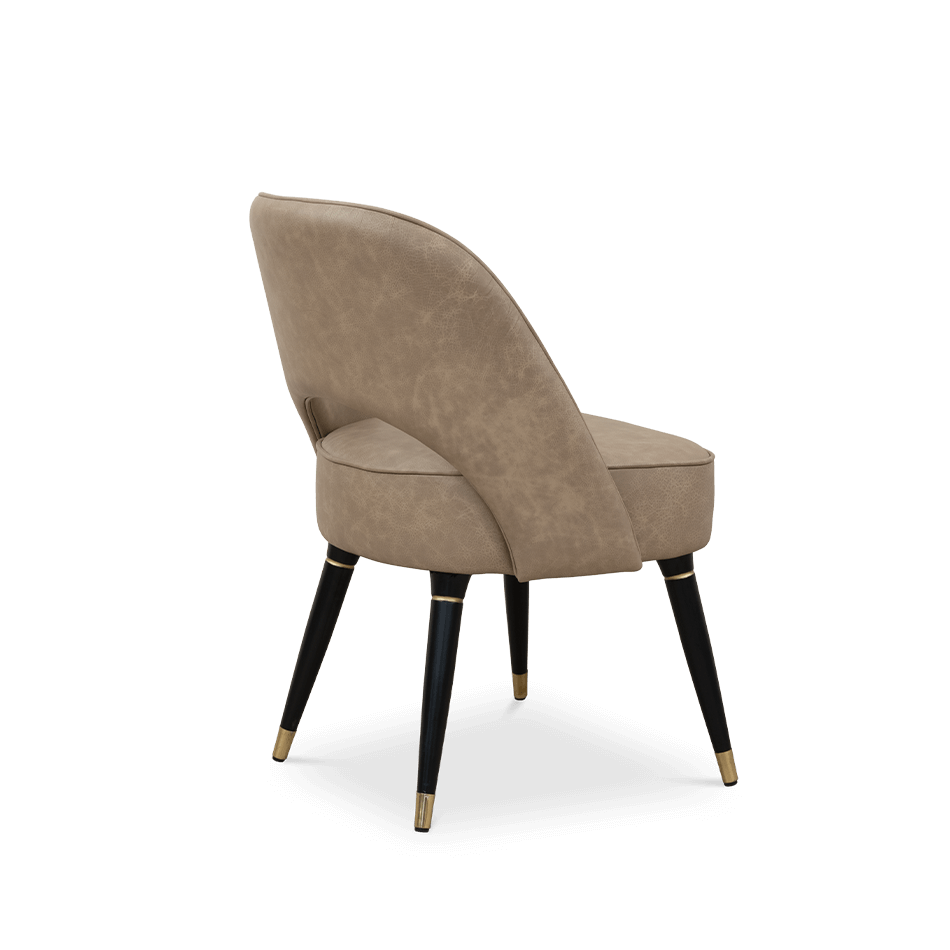 Chaise de salle à manger en cuir marron — détail 3