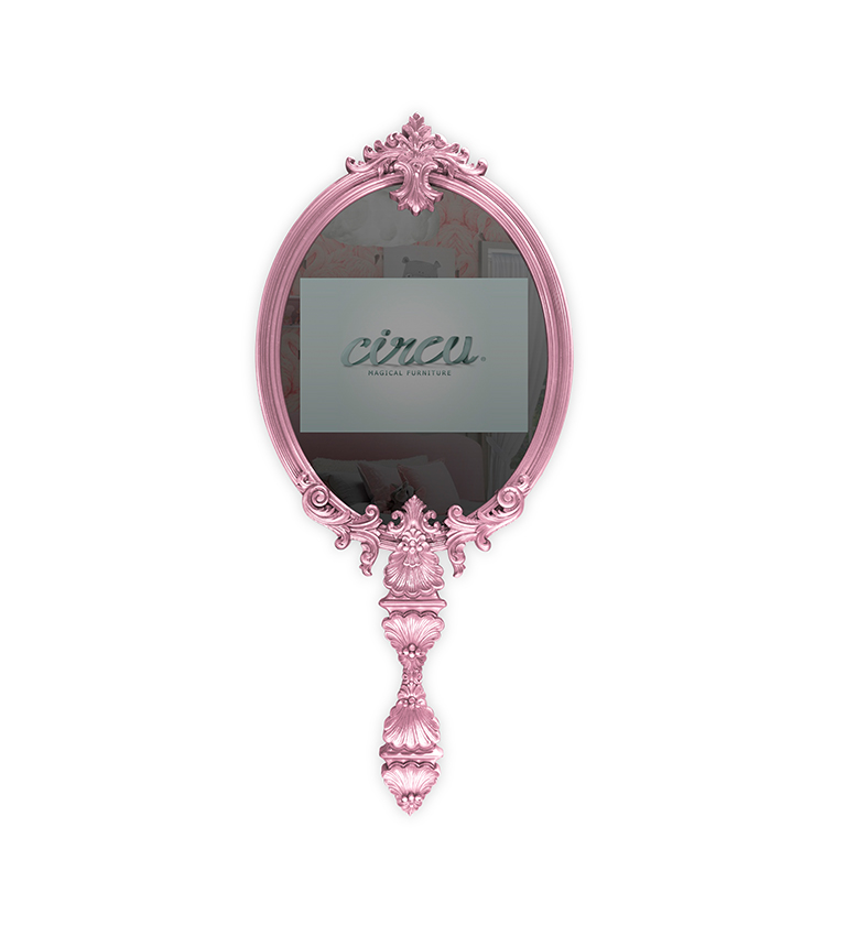 Miroir téléviseur finition à la feuille d'argent rose