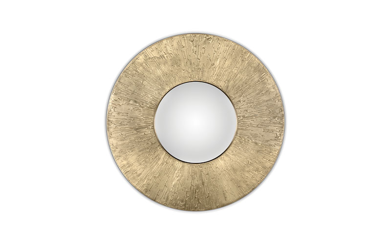 Miroir rond en laiton coulé mat
