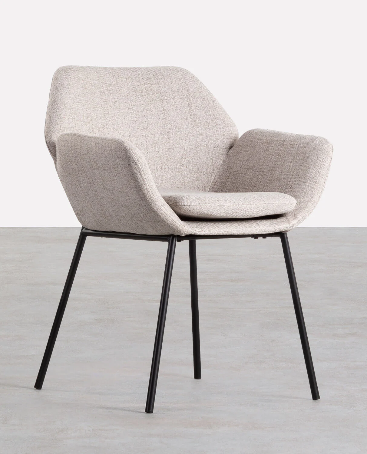 Chaise de salle à manger en métal avec accoudoir et tissu gris — détail 4