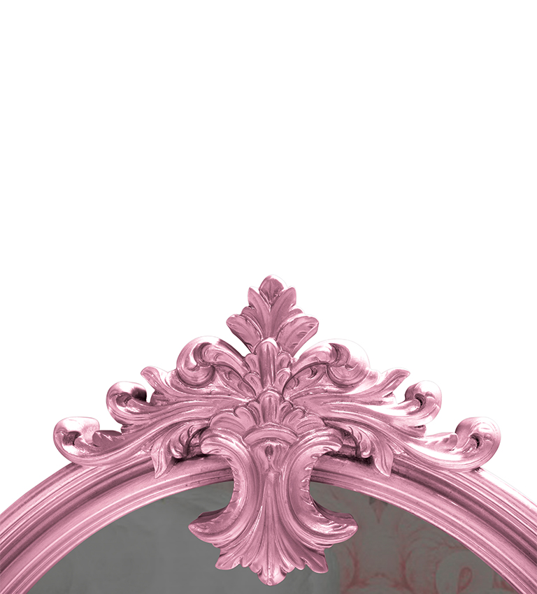 Miroir téléviseur finition à la feuille d'argent rose — détail 5