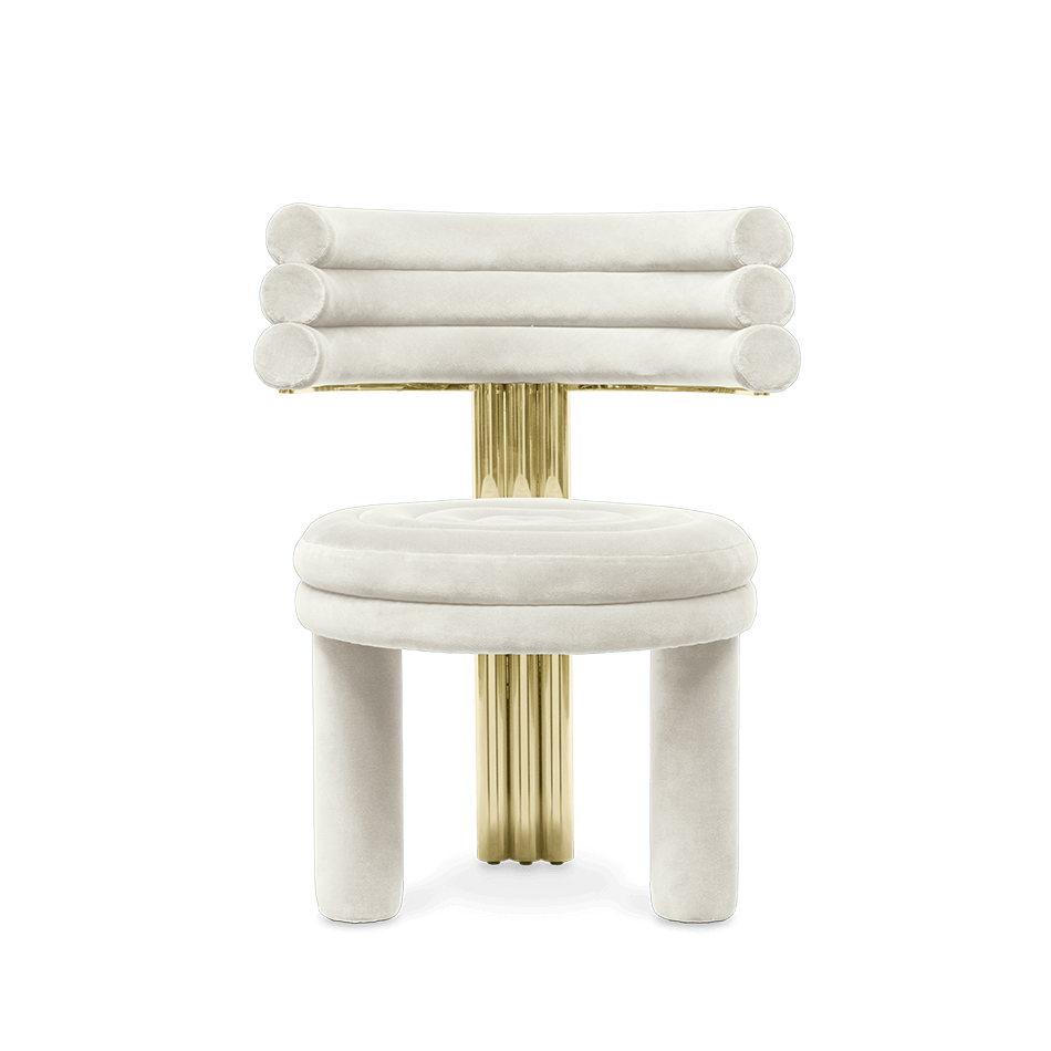 Chaise avec assise en velours blanc