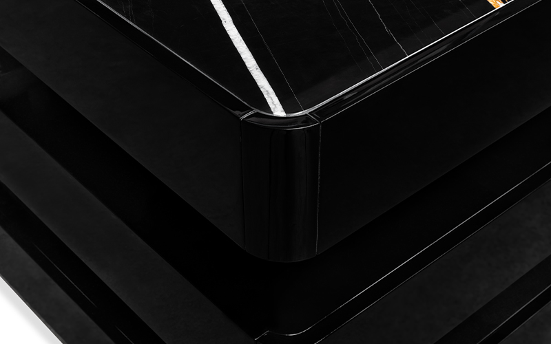 Bureau en laqué noir brillant plateau noir avec détails — détail 6